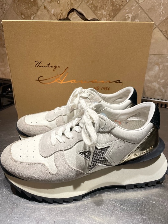 Vintage Havana Shoes - Vintage Havana White & Silver Star Platform Sneakers